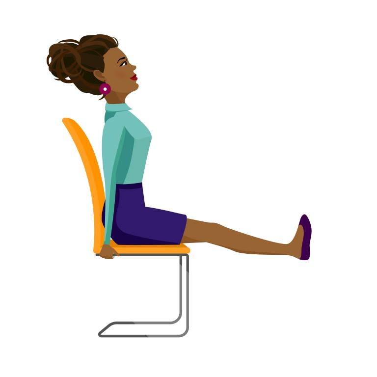 bewegen met een bureaujob vrouw op bureaustoel