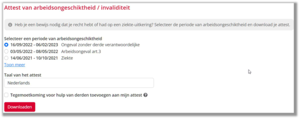 e-Mut attest uitkeringen arbeidsongeschiktheid invaliditeit