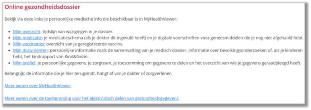 e-Mut links myhealthviewer online gezondheidsdossier