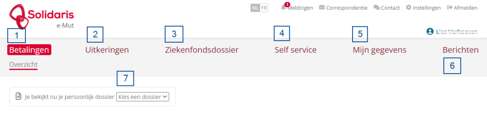 Solidaris e-Mut menu