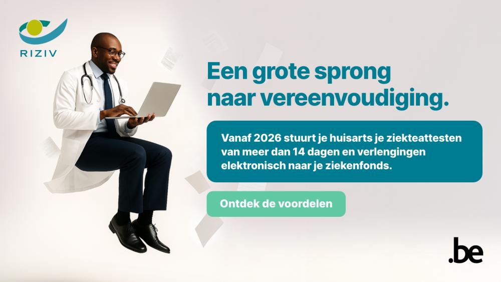 RIZIV banner elektronisch getuigschrift arbeidsongeschiktheid