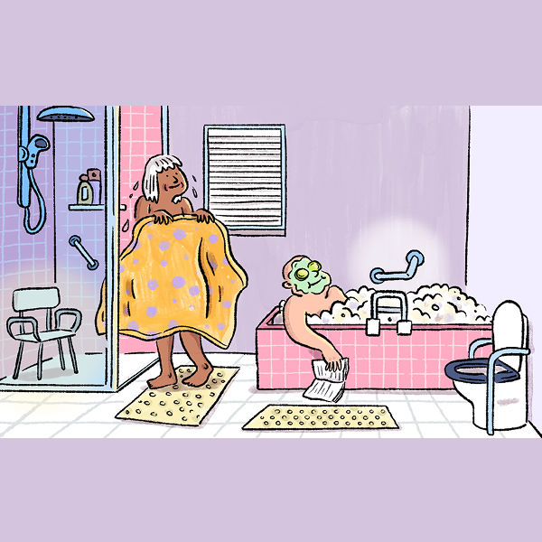 Illustratie valpreventie badkamer