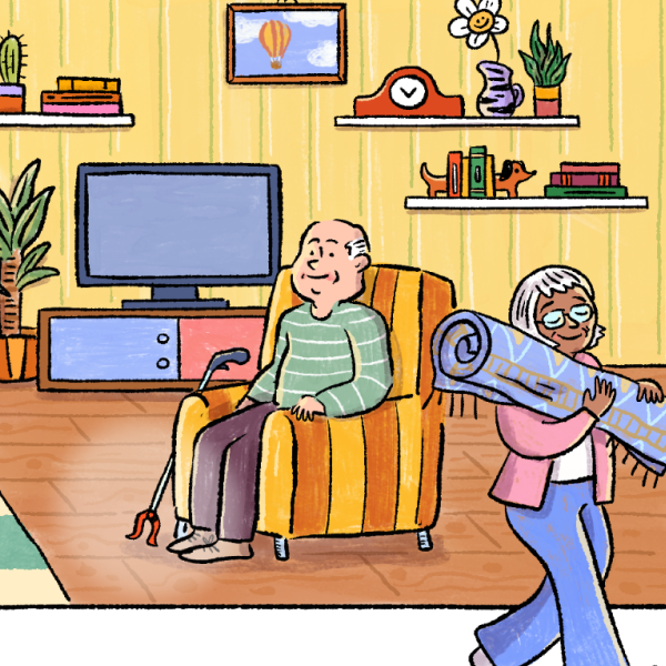 Illustratie valpreventie woonkamer