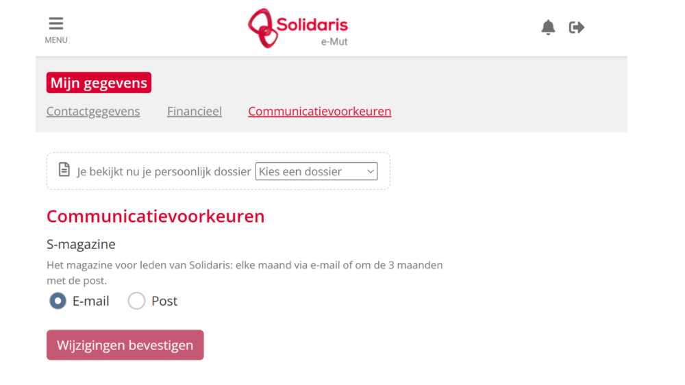 eMut Smagazine digitaal instellen bij mijn gegevens communicatievoorkeuren